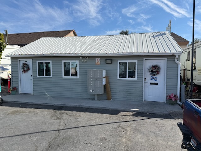 The High Desert RV Park office and resident mailbox unit